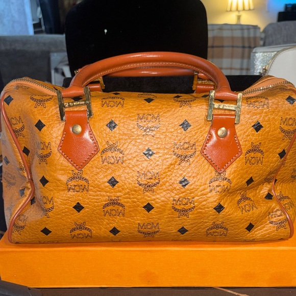 MCM Tan Visetos Leather Satchel - Picture 3 of 7